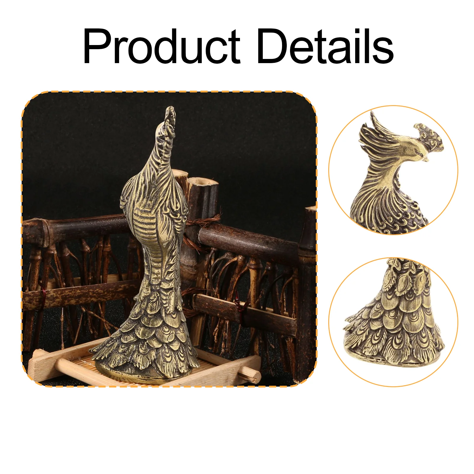 Brass Peacock Statue Animal Figurine Tea Pet Artware Wealth Decor Desk Topper for Office Table Living Room Car
