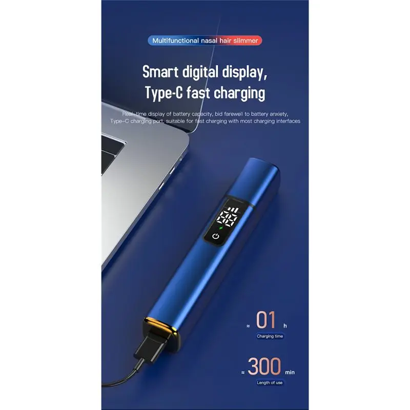 [NEW!A67Z】 Touch Screen Electric For Nose Hair Trimmer Intelligent Digital Display 10000RPM Type-C Fast Charging Trimmer For Nos