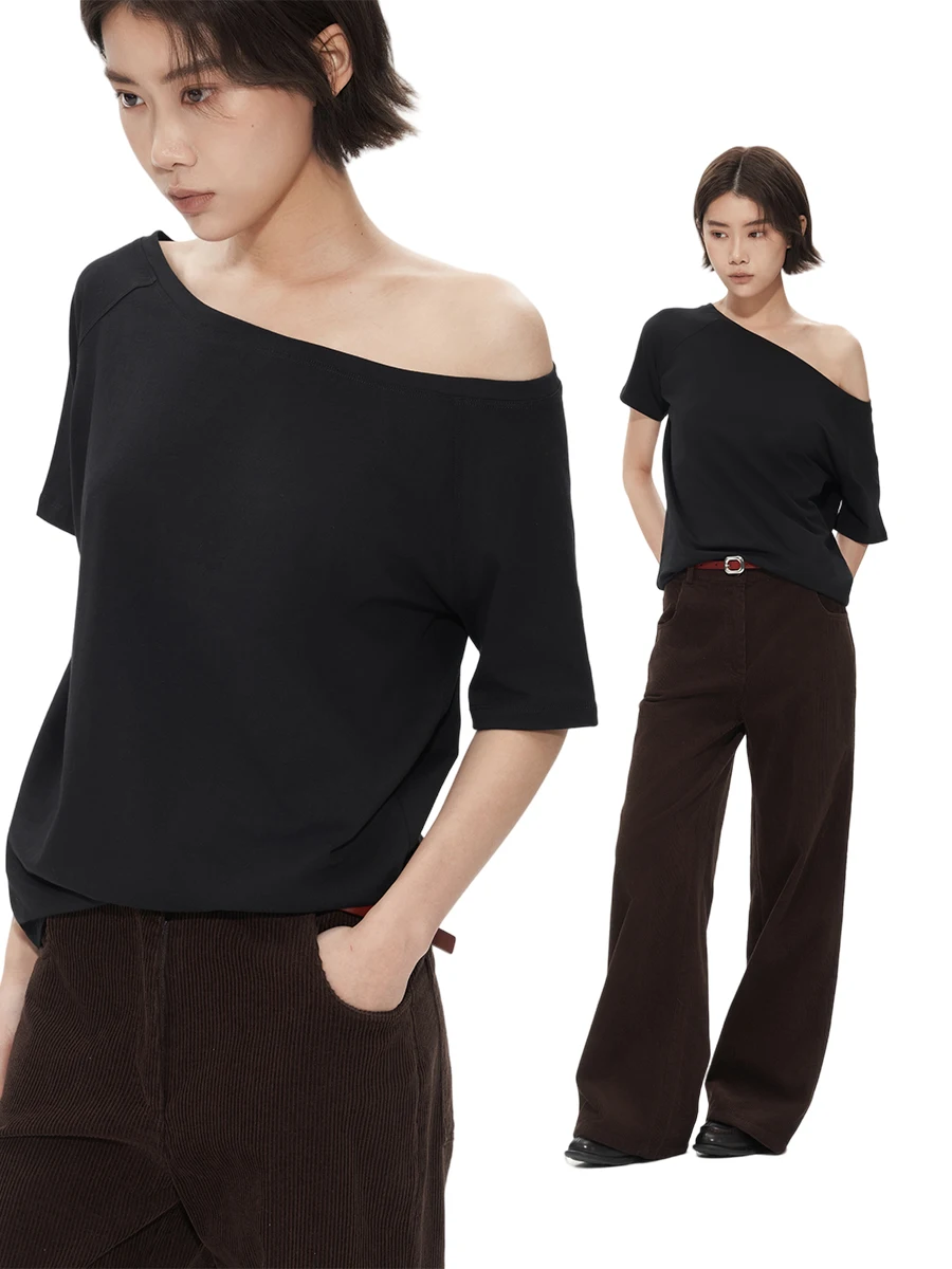 

Утягивающая свободная футболка с объемными плечами, женская базовая футболка Colors ort Sve, повседневный хлопковый удобный летний топ