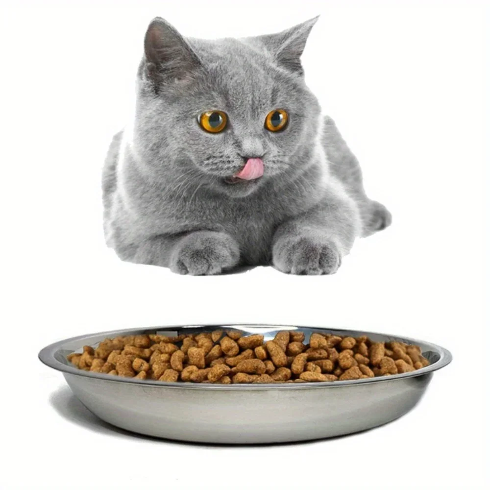4/6Pcs Stainless Steel Cat Food Bowls Shallow Wide Plates Whisker Fatigue Relief Dish for Pet Cats And Dogs Large Tableware