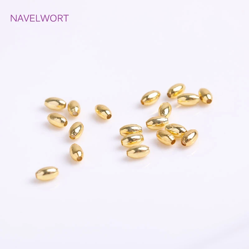 3mm*5mm Brass Oval Beads 18K Gold Plating Smooth Small Hollow Spacer Beads For DIY Jewelry Making Accessories Wholesale