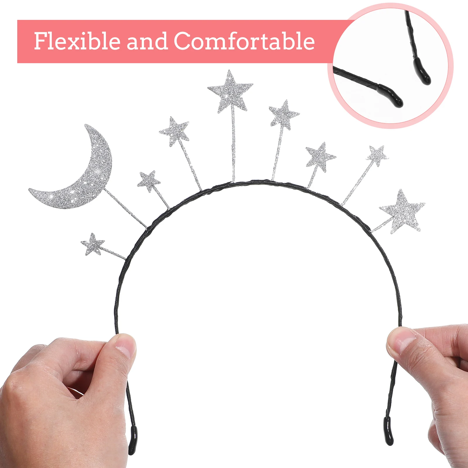 

Star Headband Women Moon Silver Hairband Girls Adult Glitter Christmas Cosplay Party Accessories Stars Ears Design Fashion