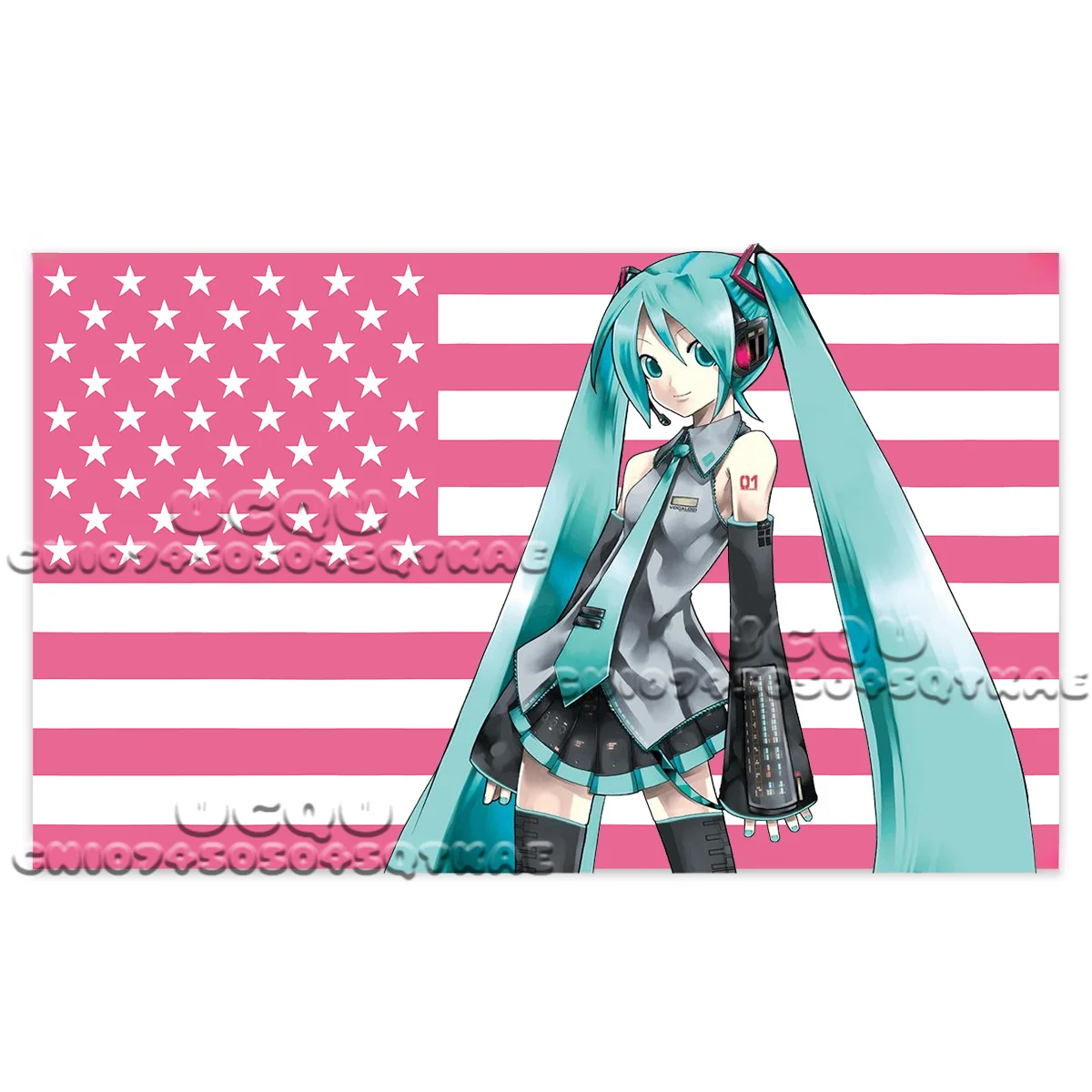 أنيمي هاتسون ميكو نسيج العلم الأمريكي نسيج زخرفة خلفية عنبر السرير نسيج غرفة المعيشة أريكة خلفية القماش #5