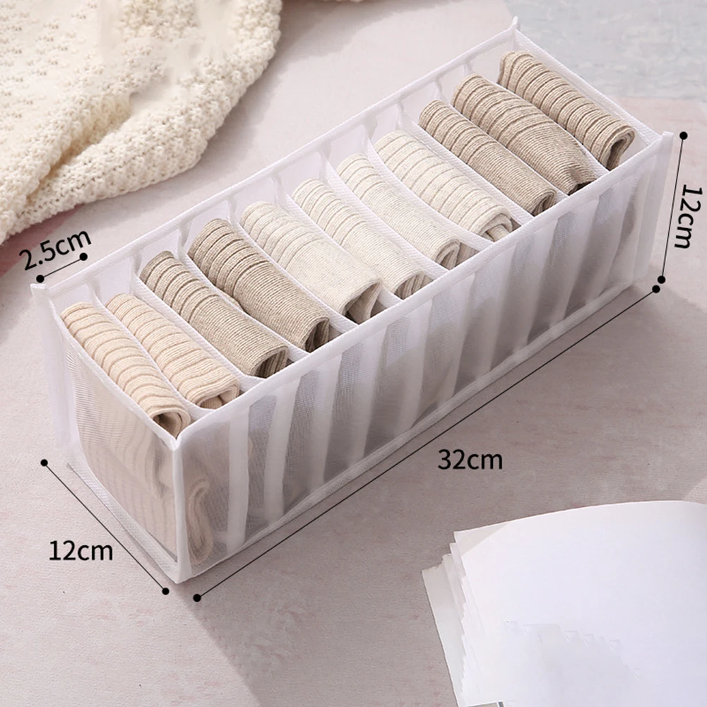 6/7/11 Foldable Underwear Underwear Socks Organizer With Dividers Clothes Storage Box Breathable Mesh Bag For Wardrobe