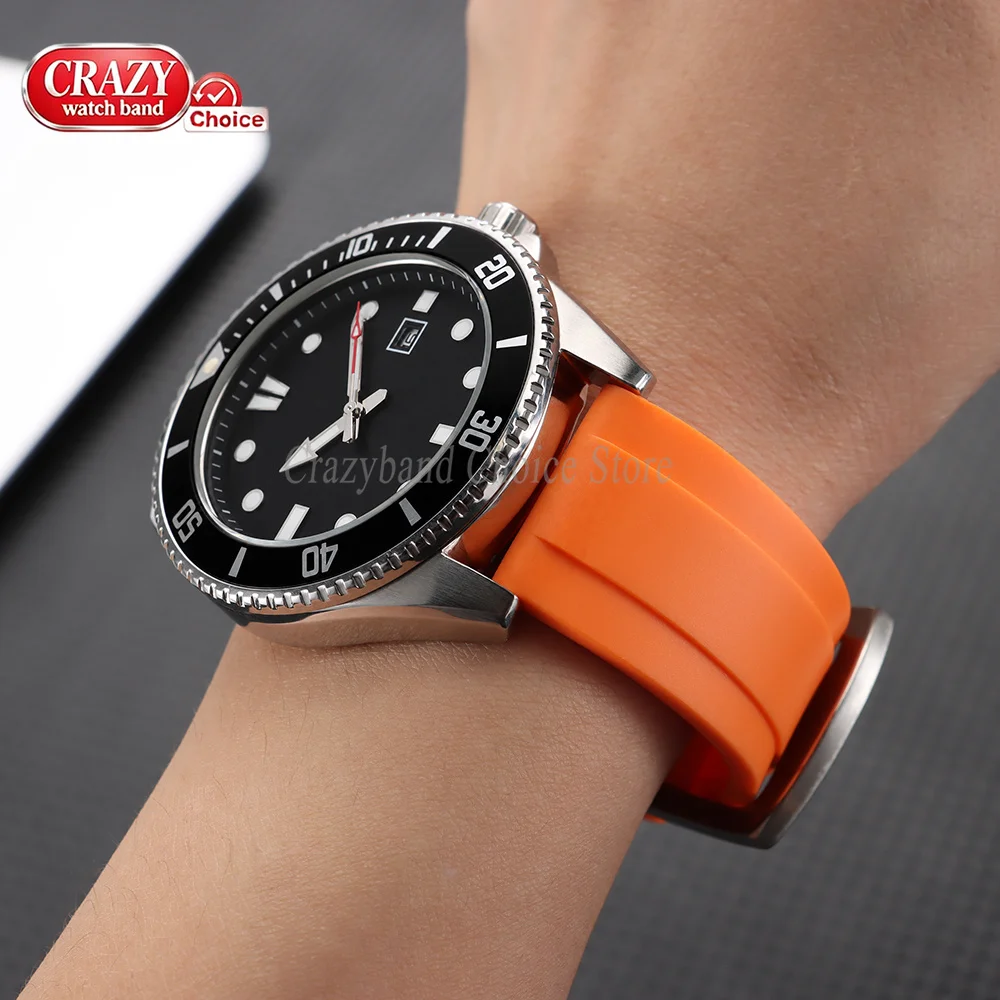 Premium Resin Silicone Watch Strap for Seiko for Rolex for Casio Band 18mm20mm22mm Orange Black Brown Waterproof Rubber Bracelet - view 3