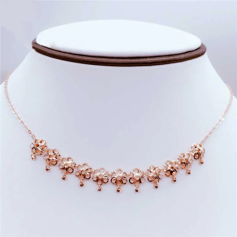 New creative 585 purple gold necklace plated 14K rose gold fashion one chain flower tassel pendant light luxury wedding jewelry