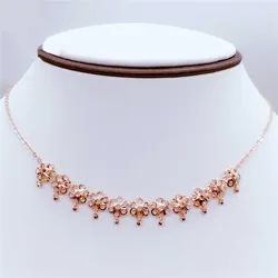 New creative 585 purple gold necklace plated 14K rose gold fashion one chain flower tassel pendant light luxury wedding jewelry