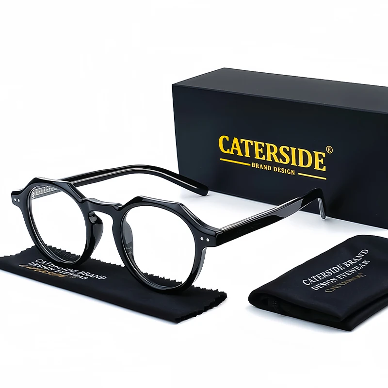 CATERSIDE Retro Polygonale Brille Männer TR Rahmen Hochwertige Brillen für Frauen Transparente Gläser Business Brillen – Detail 3