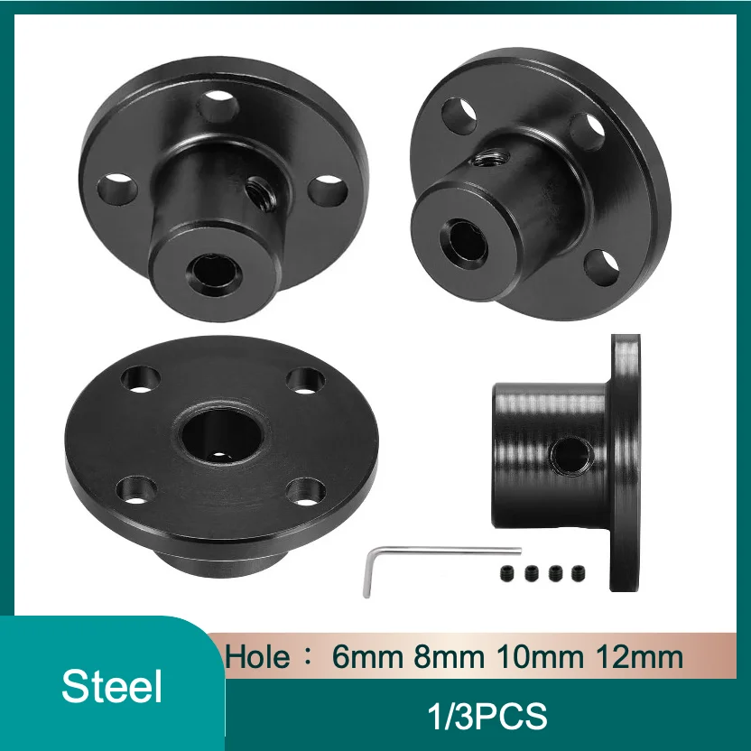 1/3Pcs Black Rigid Flange Shaft Coupling 6mm 8mm 10mm 12mm Motor Shaft Coupler Connector for CNC Router 3D Printer DIY Model