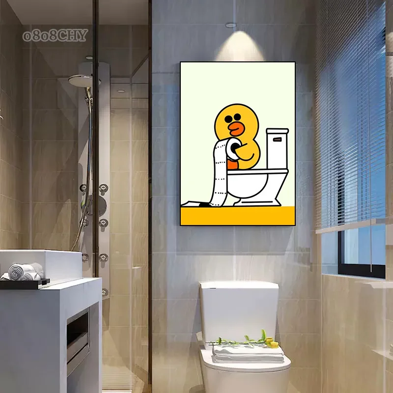 Funny Meme Goose Duck Frog Pig Posters and Prints Canvas Wall Art Pictures Funny Home Bathroom Room Decor Painting Cartoom Mural view 3