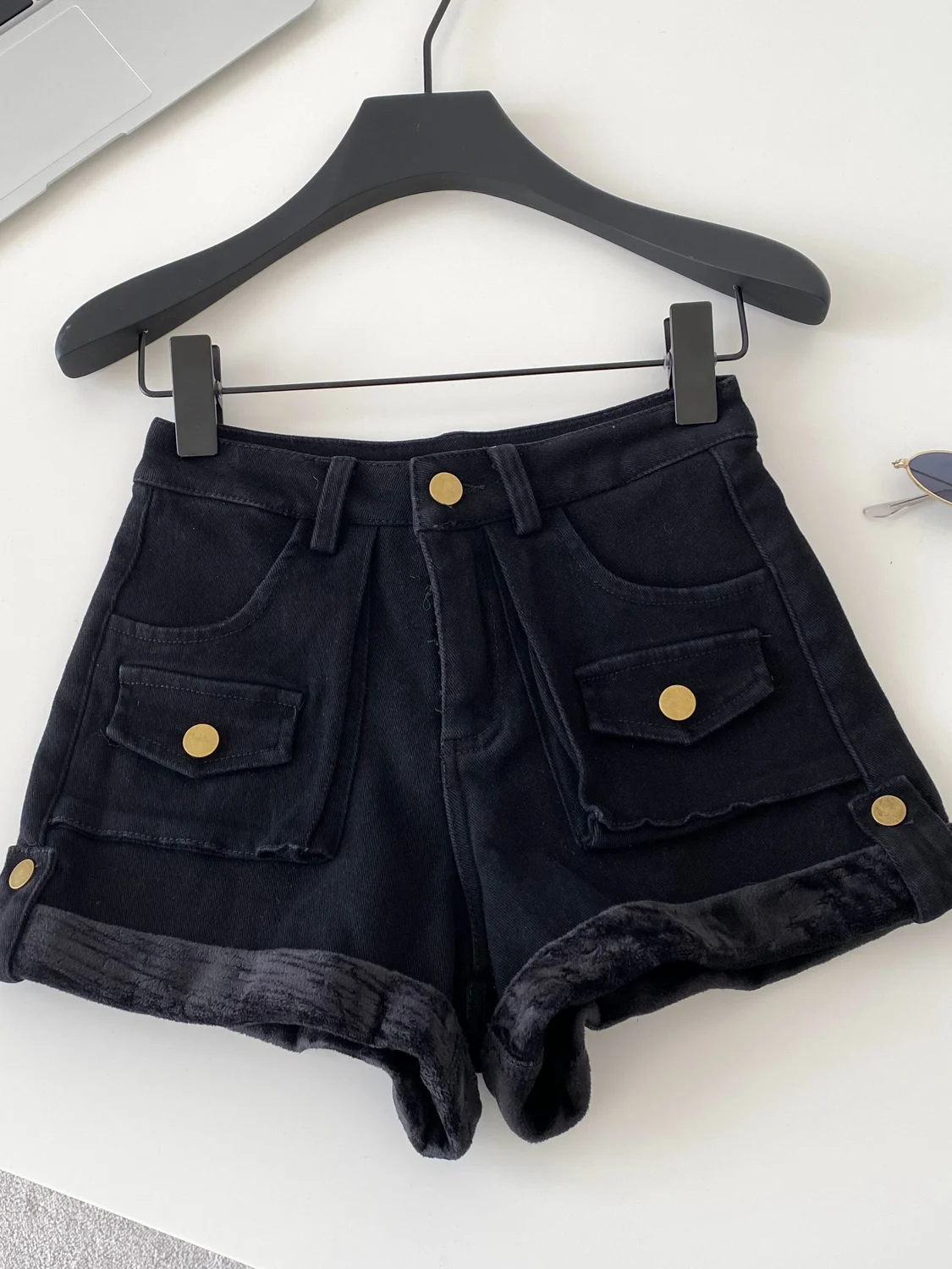 ريترو ارتفاع الخصر Thiened Fce المرأة ort السراويل مع كيتس Faionable الكورية Sle الخريف الشتاء مثير حار تنوعا... #4