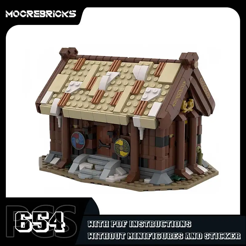 MOC-183114 de modèle d'architecture médiévale de maison de village viking, blocs de construction créatifs, ensemble de jouets en briques, cadeaux de Noël pour enfants