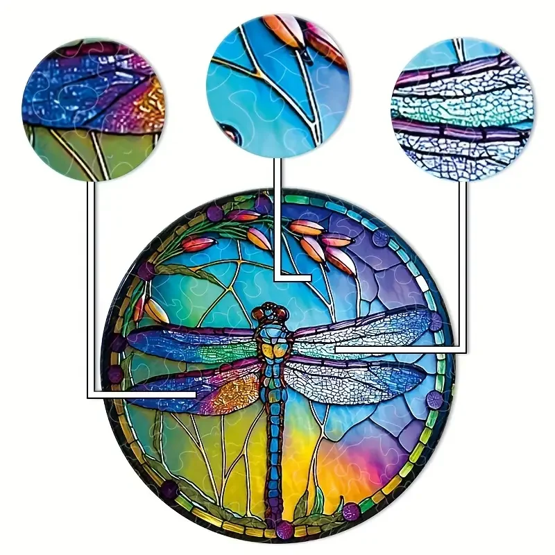 Window-like Dragonfly Wooden Jigsaw Puzzle Creative Landscaping Gift Perfect Work Bar Decor Style
