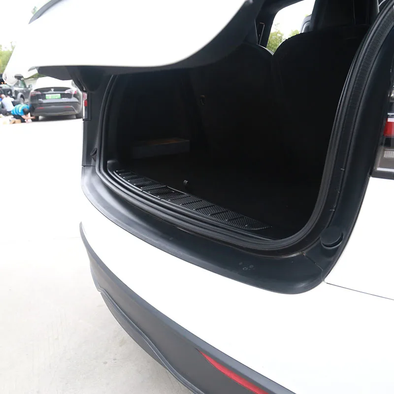 Cubierta protectora para Barra de alféizar de maletero trasero, accesorios para Tesla Model X 2023, Protector antiarañazos, piezas con patrón de