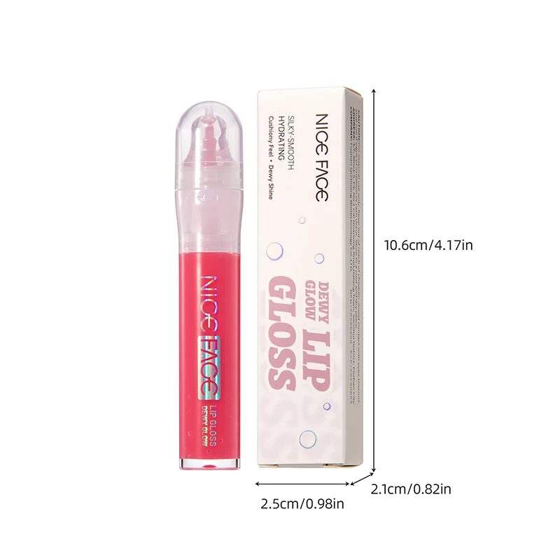 Hydrating Glass Lip Gloss 4 Shades With Hyaluronic Acid & Vitamin E, Non-Sticky Dewy Lip Makeup
