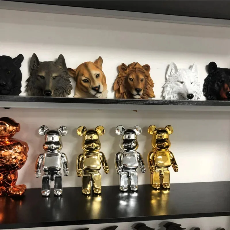 American Animal Head Wall Decoration Pendant Retro 3D Simulation Lion Wolf Awe Inspiring Bar Home Resin Crafts Ornament