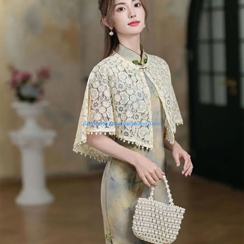 573B Lovely Cover Up Shawl With Decorative Beads Stylish Women’s Shoulder Wrap