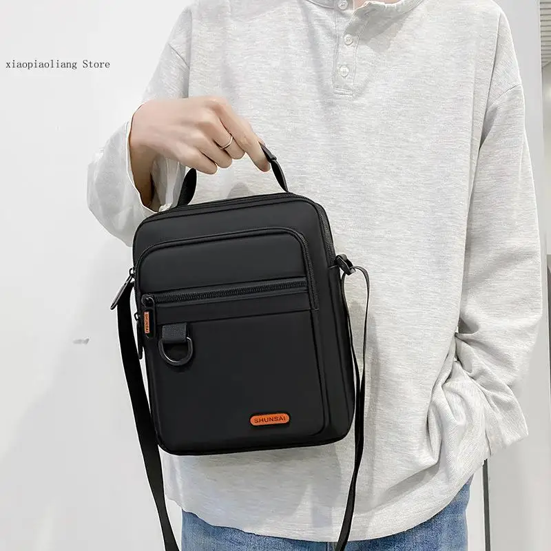 Autumn Street Vertical Nylon Fabric Large Capacity Single Shoulder Crossbody Handbag Phone Storage Bag for Men