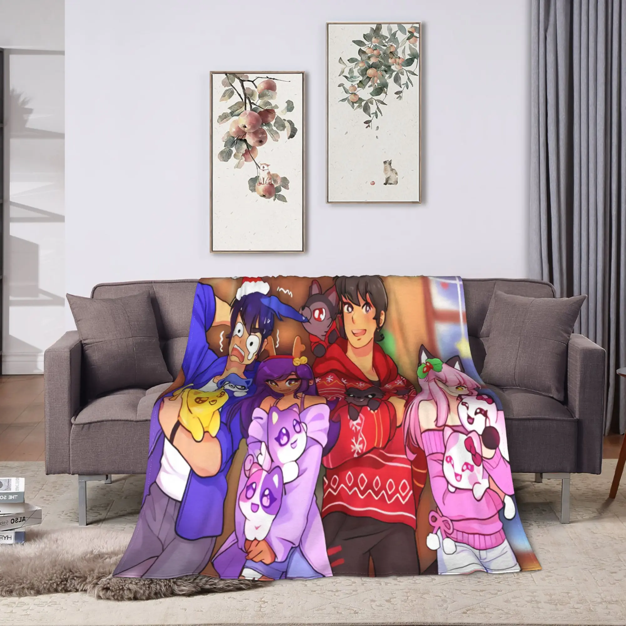 Sweet Aphmau Pink Room Portrait Blanket  Soft Print Plush Bedding Throws For Living Room Travel Flannel Bedspread Bed Cover