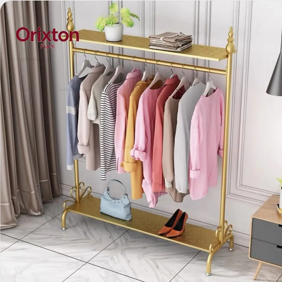 simple-coat-rack-clothing-display-shelf-women's-hanging-clothes-rack-floor-to-floor-bedroom-simple-storage-bag-rack-household