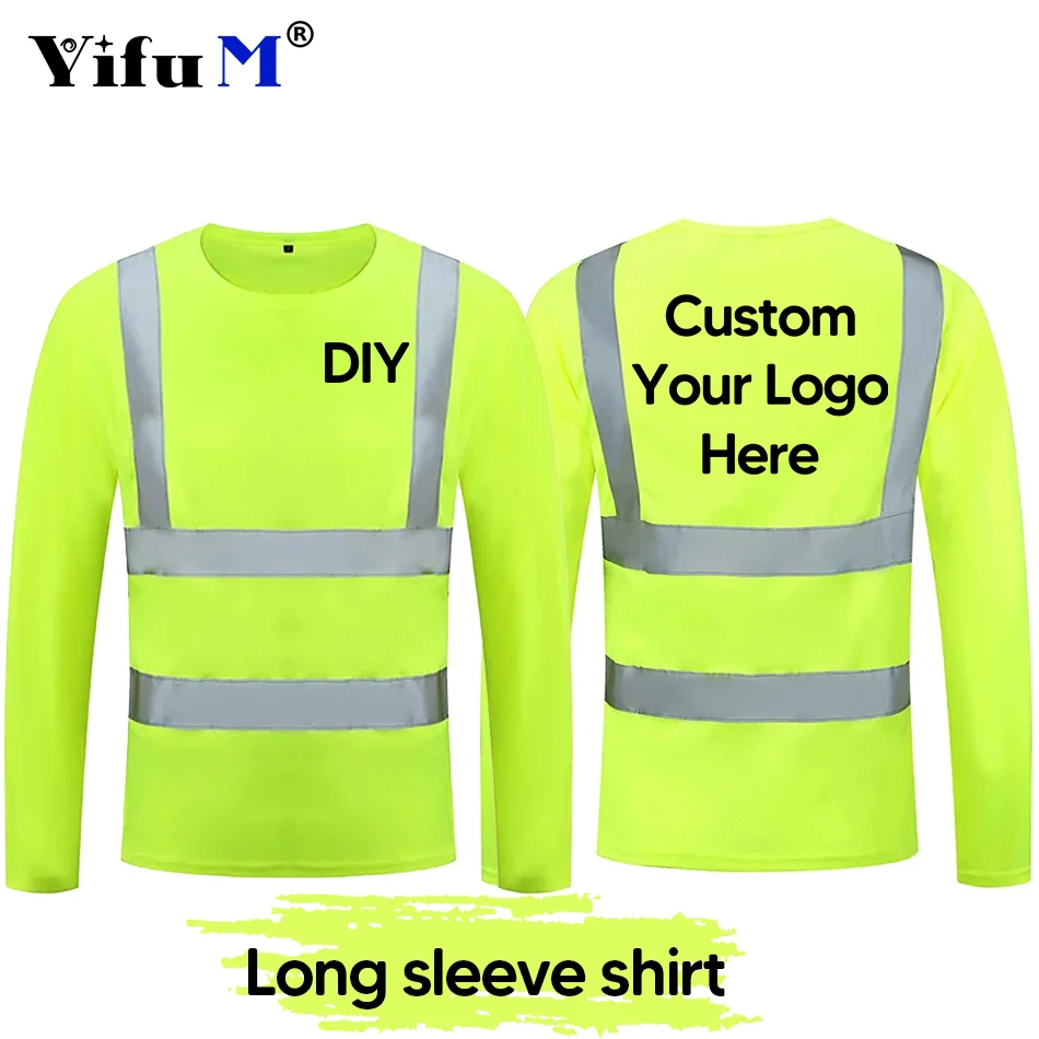 DIY Outdoor Shirt Fluorescent High Visibility Safety Work Shirt Breathable Work T Shirt Reflective Vest Tops Quick Dry Summer image 4