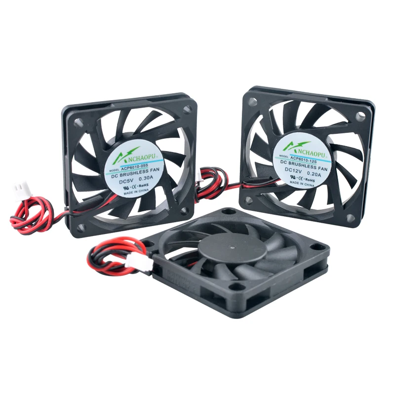 

Ultra Thin ACP6010 6cm 60mm Axial Flow Fan 2-Pin Cooling Fan for Charger Power Supply DC5V 12V 24V 60x60x10mm