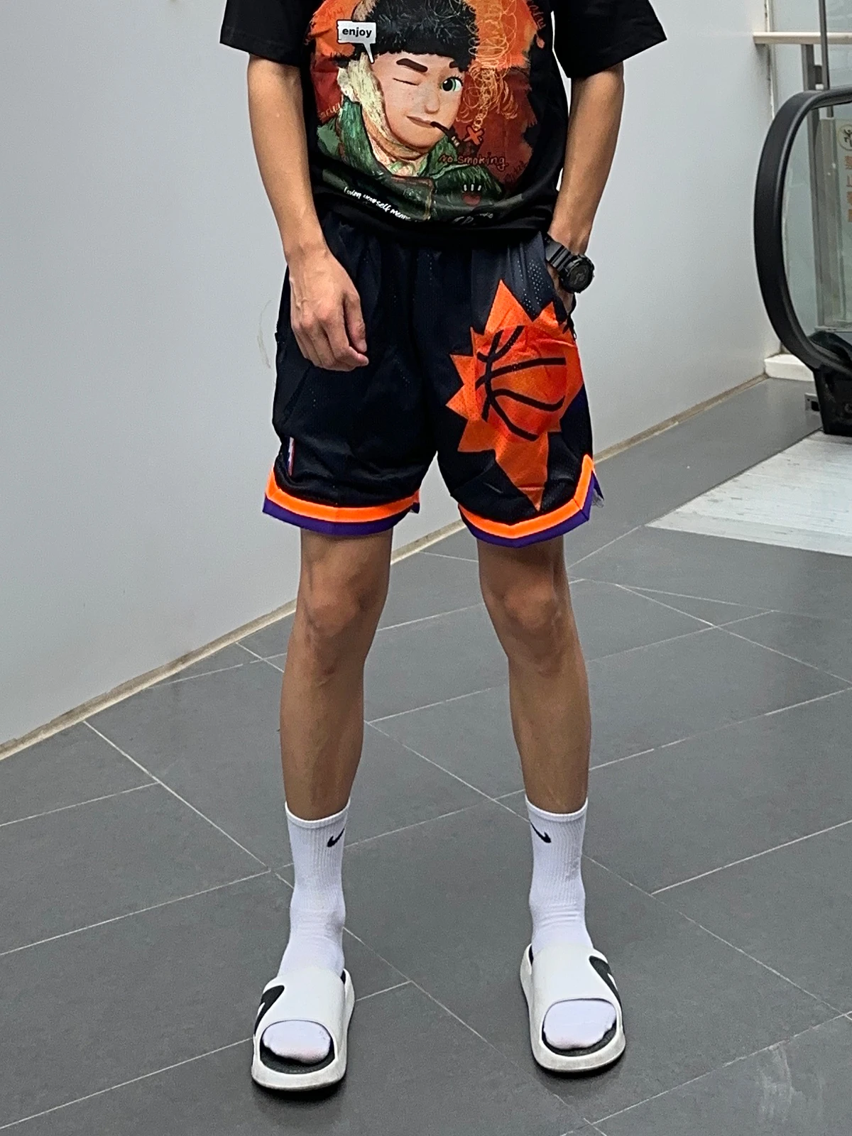 

Uncleblue Summer American Baskeall Sport orts Double Layer Breathable Me Casual Pants Straight Leg Elastic Waisand