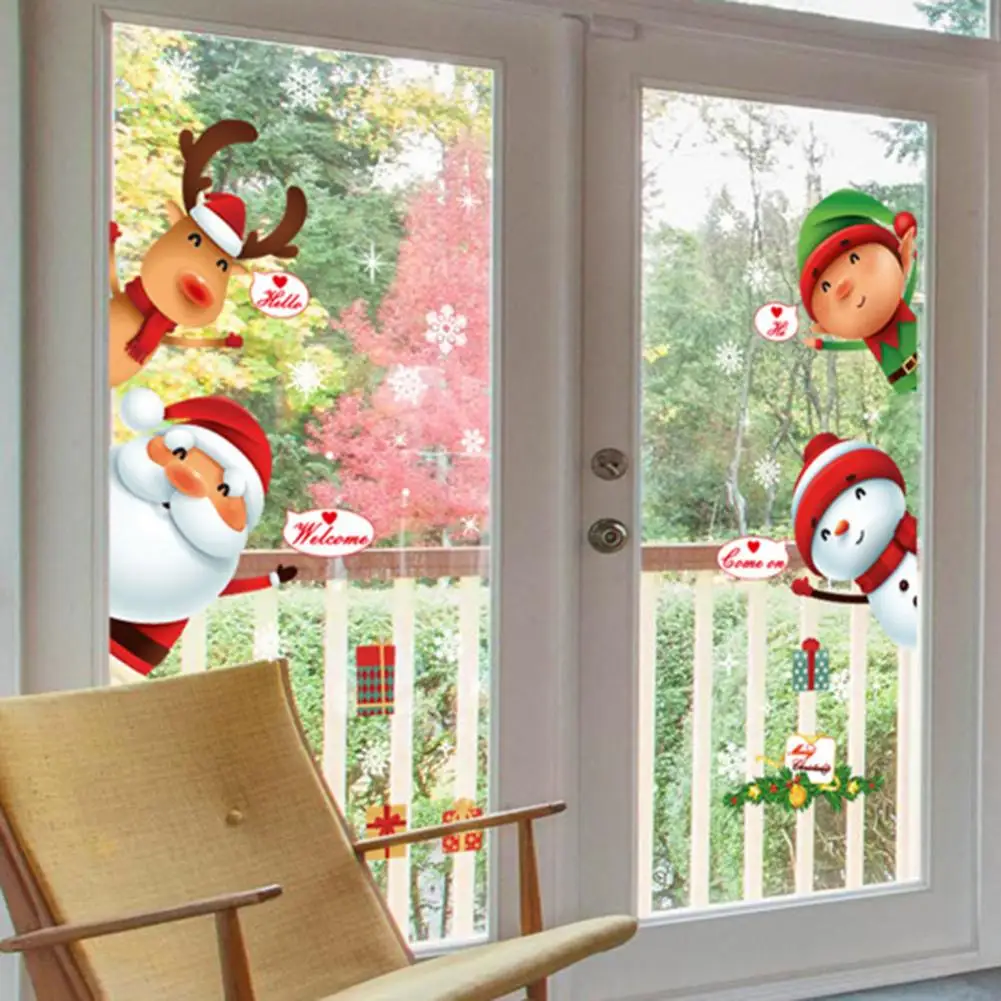 Christmas Joyful Atmosphere Decorations Christmas Stickers Pvc Material Festive Christmas Window Stickers for Glass for Holiday