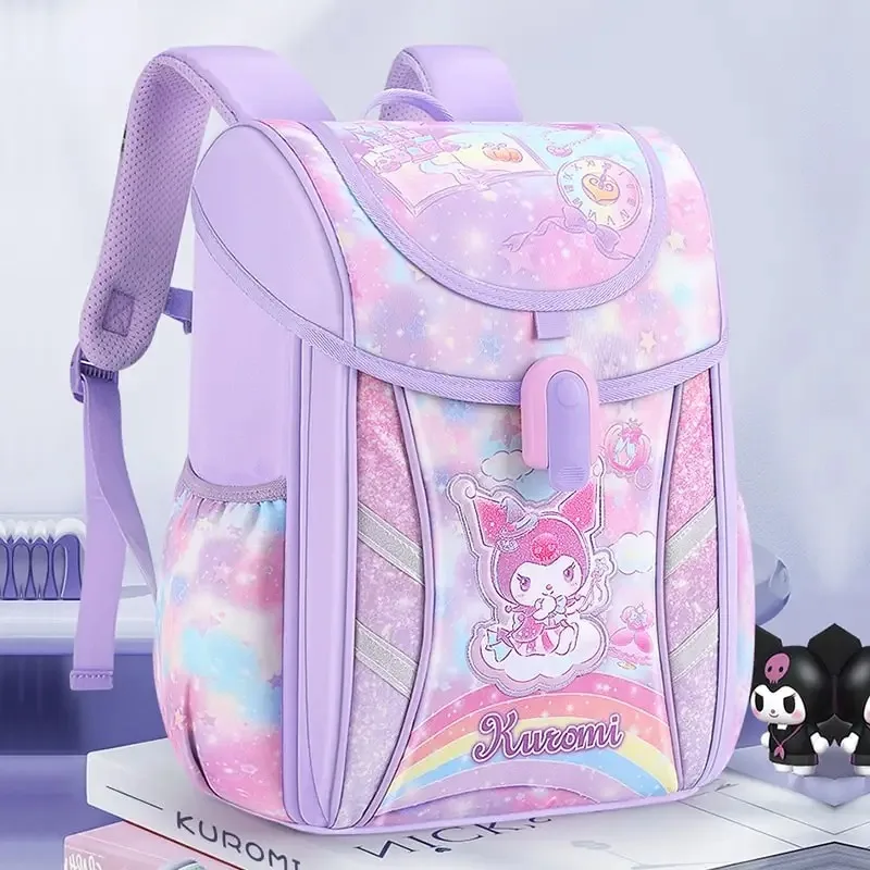 Sanrioed Anime Kuromi Cute Children Backpack Pupil Schoolchildren Stationery Schoolbags Cartoon Large Capacity Shoulder Bag Gift