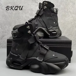 BKQU Men's Shoes 2024 Autumn New Korean Version of Breathable Thick Sole Increase Daddy Shoes Trend All Students High Top