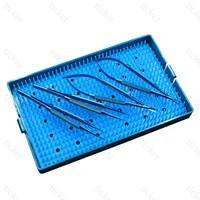 Oftalmología Juego de sutura de microinstrumento de 4 piezas, tijeras corneales quirúrgicas manuales de acero inoxidable, pinzas de aleación de titanio