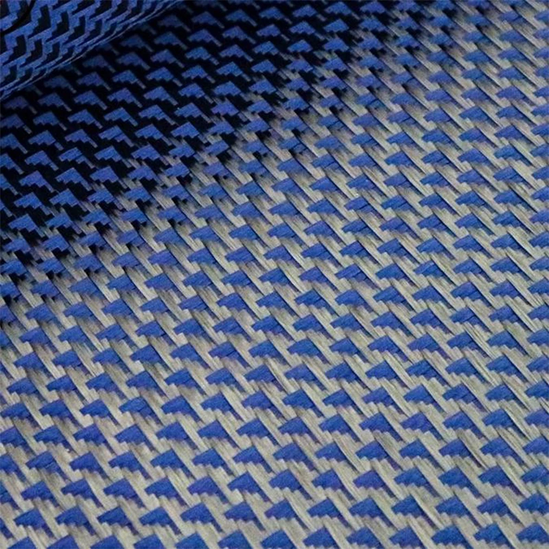 Kafu Kevlar carbon blue aramid fiber blended woven fabric aircraft jacquard pattern parts modified DIY surface decorative fabric