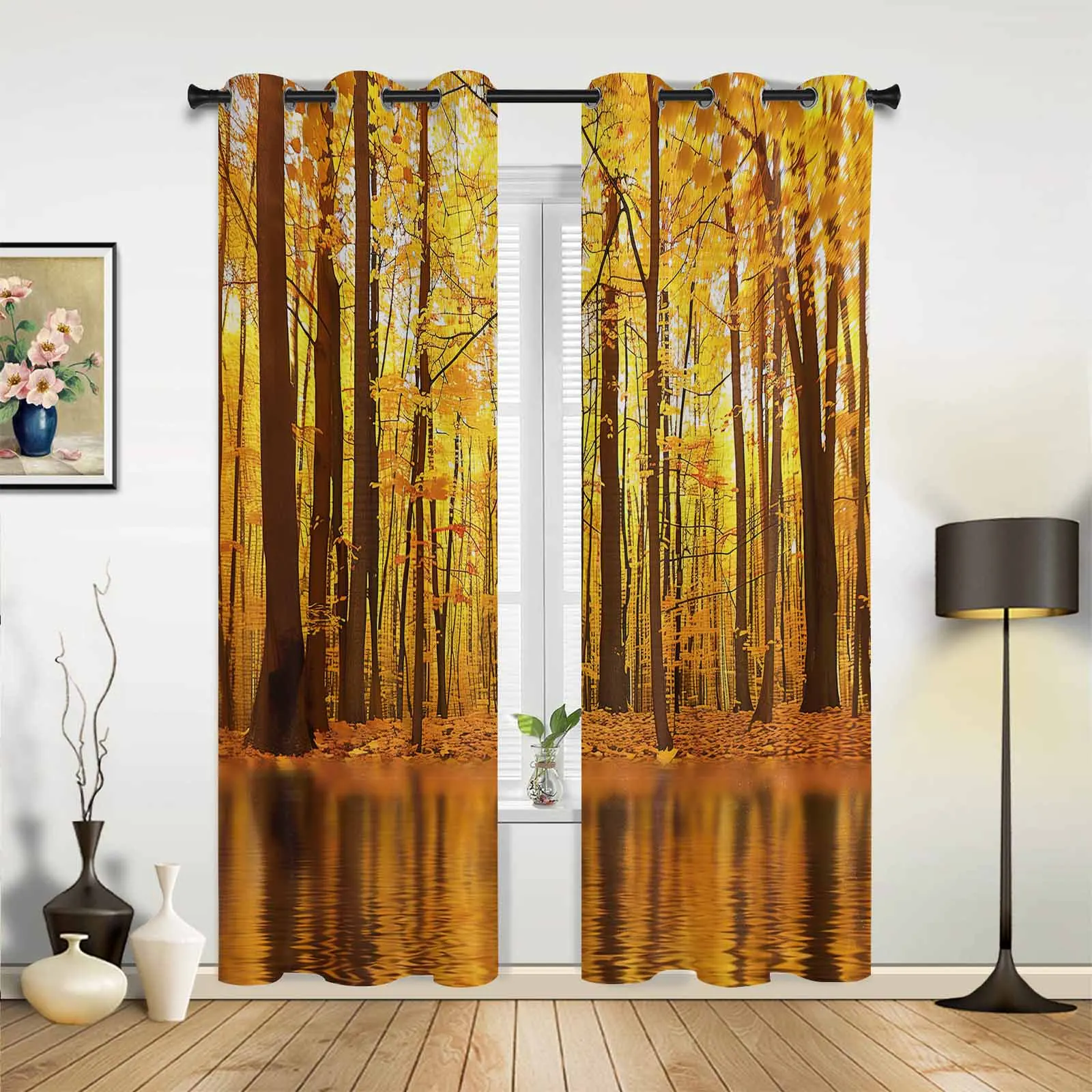 Autumn Sunset Forest Modern Panels Hall Curtains for Living Room Bedroom Window Curtains Hotel Drapes