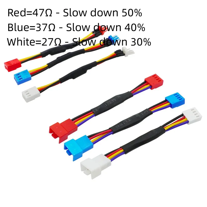 Fan Resistor Cable 3 / 4 Pin Male to 3 / 4Pin Female Connector Reduce PC CPU Fan Speed Noise Resistor Slow down Cable