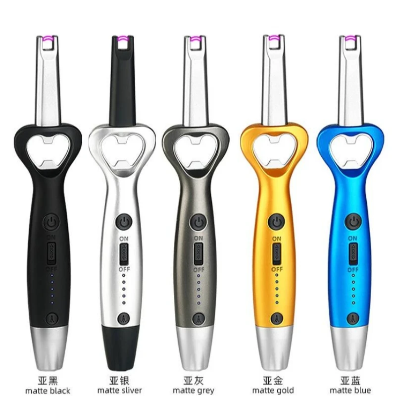 Newly upgraded USB charging pulse arc kitchen ignition gun, multifunctional beer flashlight, LED lighting, cigarette accessories