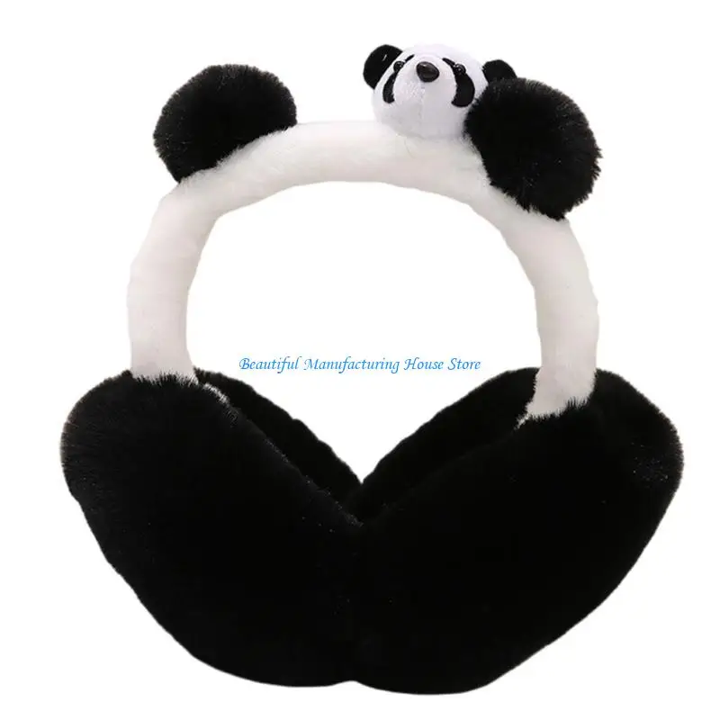E56A Plush Ear Protectors Cartoon Panda Ear Muffs All Age Winter Outdoor Accessories