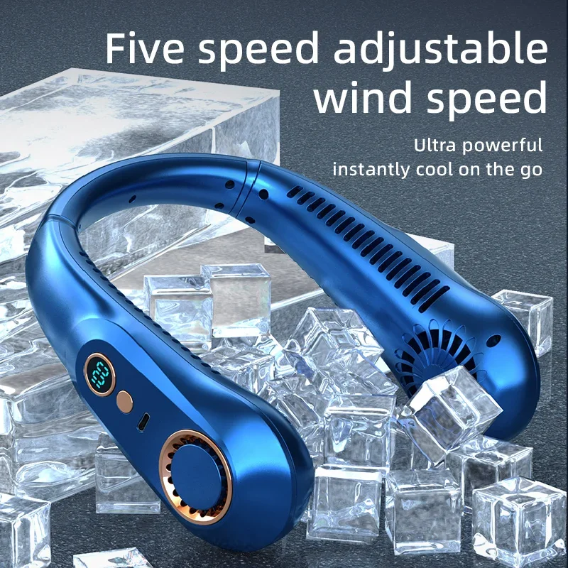 

New 3000mA Portable Mini Hanging Neck Fan Bladeless Neckband Fan Digital Display Power Air Cooler USB Rechargeable Electric Fans