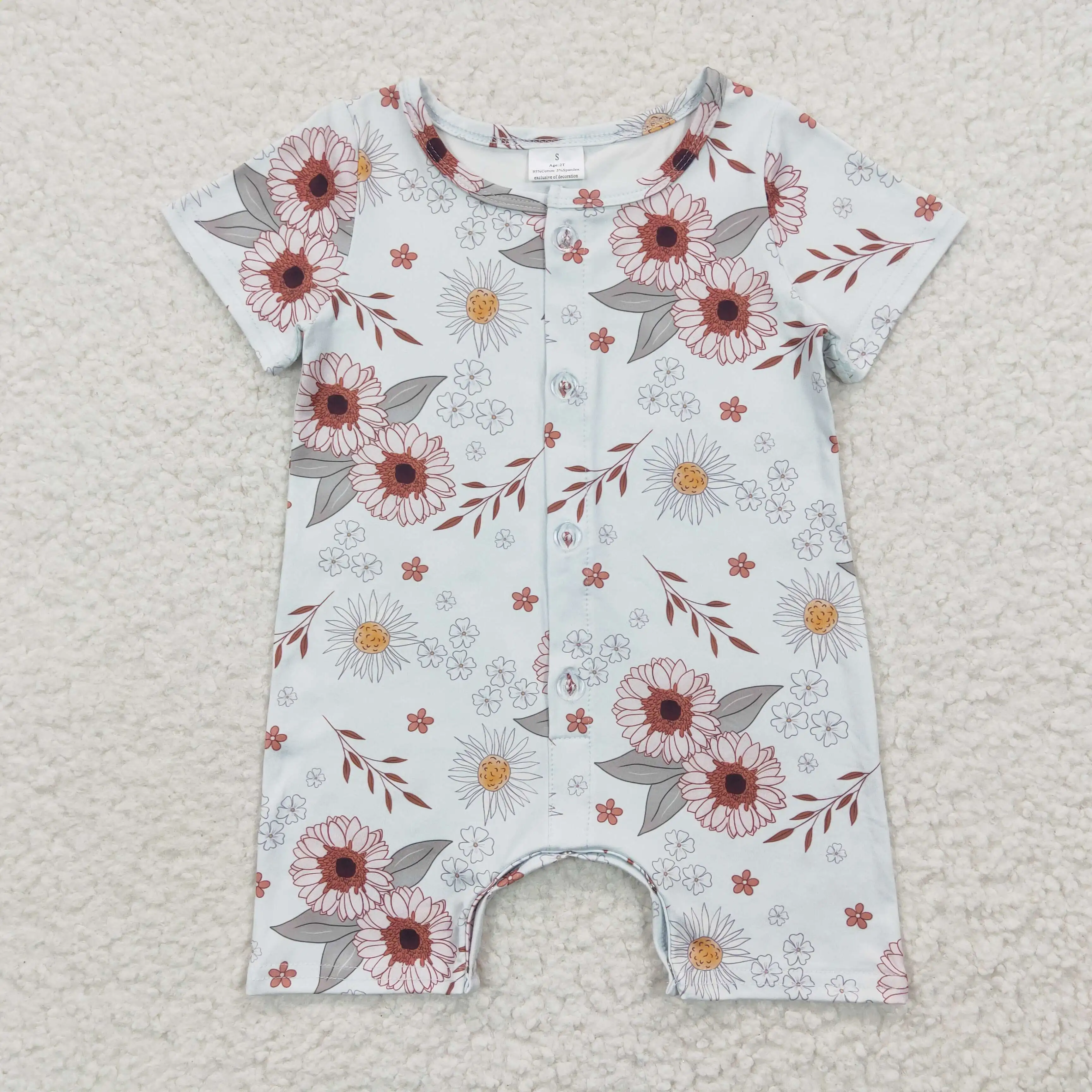 

H​igh Quality RTS NO MOQ Kids Girls Floral Clothing Baby Spring Bodysuits Toddler Onesie Rompers