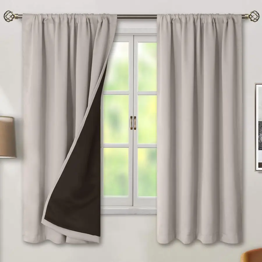 

Camel Blackout Curtains for Bedroom 63 Inch Length 2 Panels Set, Thermal Insulated Full Room Darkening Noise Canceling Living Ro