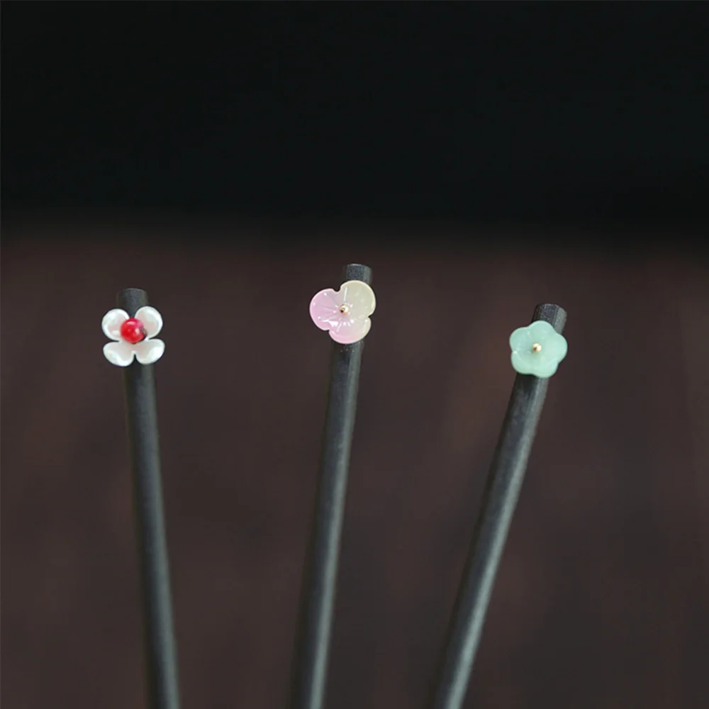 Ladies Headdress Chinese Style Hanfu Vintage Simple Flower Hairpins Wooden Hairpin Hair Accessories Hair Sticks