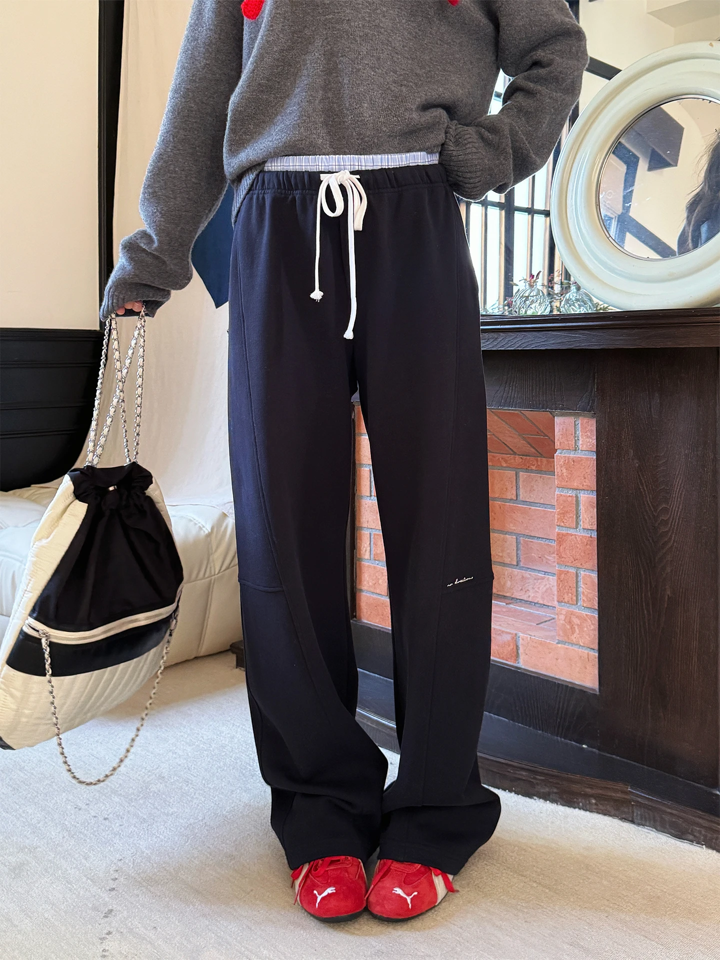 

Early Spring Casual Pants Brand NO DIRECTION DEARSOCUTE Handpied Store l Waist Wide Leg Loose Fit Ladies Tro...