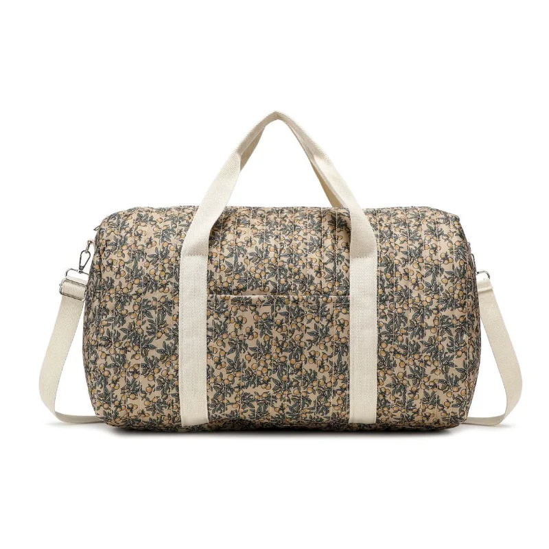 Bolsa de mamá, bolsa de almacenamiento, bolso de hombro multifuncional, bolso portátil Floral acolchado de algodón a la moda, bolso cruzado ligero