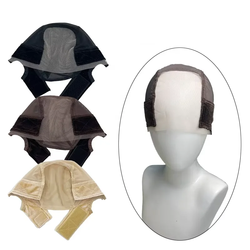 Diadema femenina negra y marrón, gorro de peluca de encaje con banda de agarre 4X5 Hd, diadema de terciopelo elástico, gorros de peluca, gorro de cúpula de malla