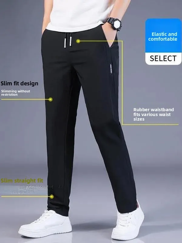 กางเกงทำงานผู้ชายน้ำหนักเบา ระบายอากาศดี เหมาะสำหรับฤดูร้อน ไซส์ใหญ่ สวมใส่ทำงานออฟฟิศ ทนทาน ยาว ผ้าไหมน้ำแข็ง
