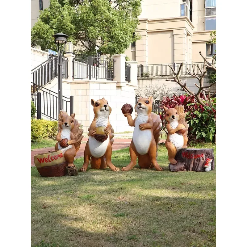 Cute Cartoon Squirrel Statue Artificial Animal Sculpture for Garden Park Decoration Custom Design Ornament from Guangzhou