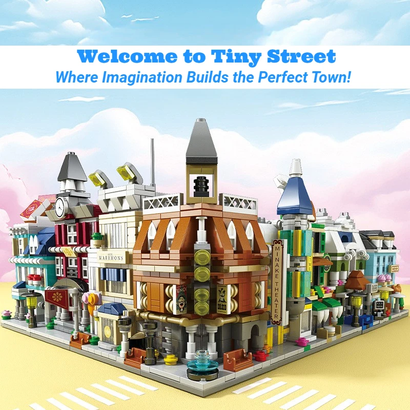 

Creative Street View Building Blocks Library Cafe Bell Tower Hotel Apartment Restaurant Opera House Bakery For Boys Girls Gifts
