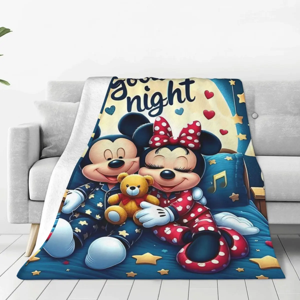 Filme animado mickey, minnie cobertores quente macio rua tendência cobertor de pelúcia para sala estar acampamento flanela colcha cama