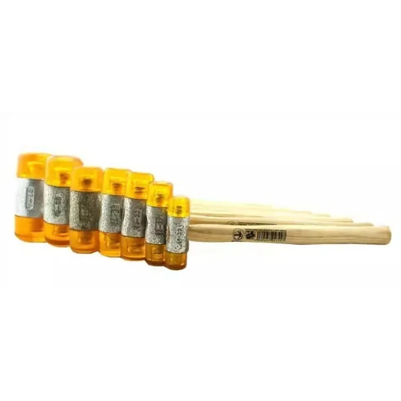 Yellow Installation Hammer 22/27/32/35/40/50/60mm Wooden Handle Anti-slip Portable Rubber Hammer Head Professional Hand Tools