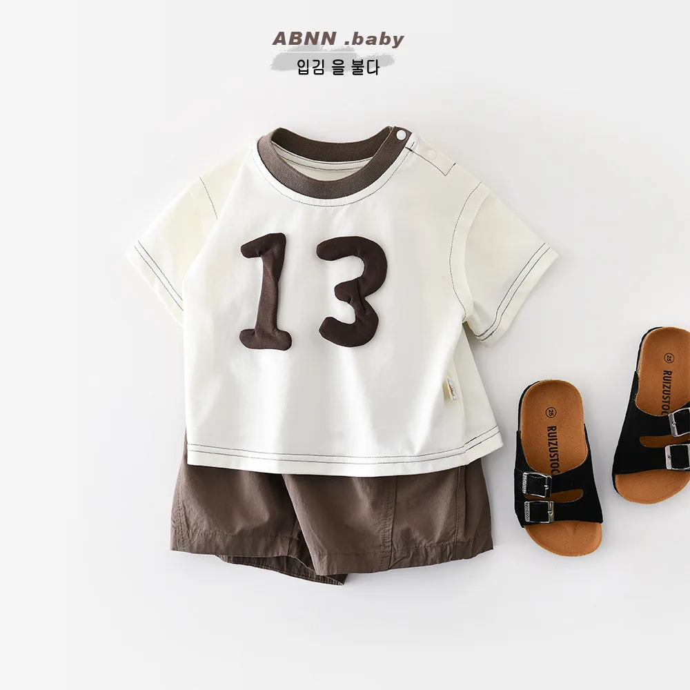 2026 Summer New Baby Loose Short Sleeve T Shirts Infant Girl Letter Print Tee Toddler Boy Cotton Casual T Shirt Children Clothes