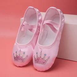 Children's Dance Shoe Soft Sole Practicing Cat Claw Satin Embroidery Ballet Body Yoga Girl Indoor Gymnastics Shoes